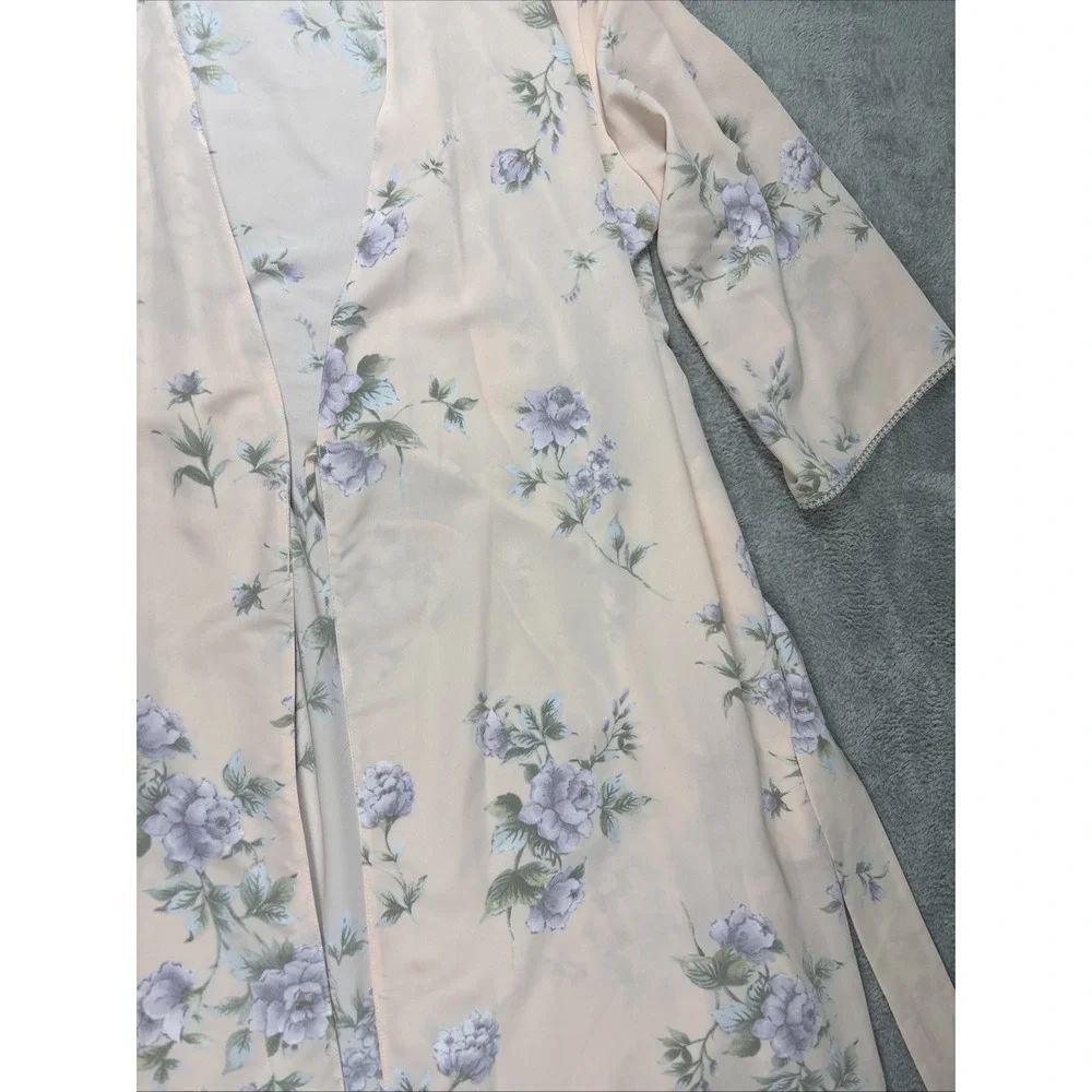 Jones New York Peach Floral Design Robe Size L/XL